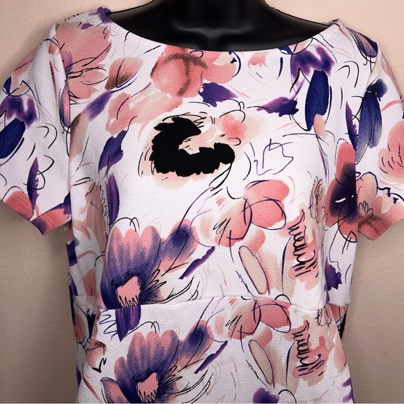 Maternity XL Pink Blush Brad Dress Short Sleeve Stretch Colorful Floral - Picture 7 of 12